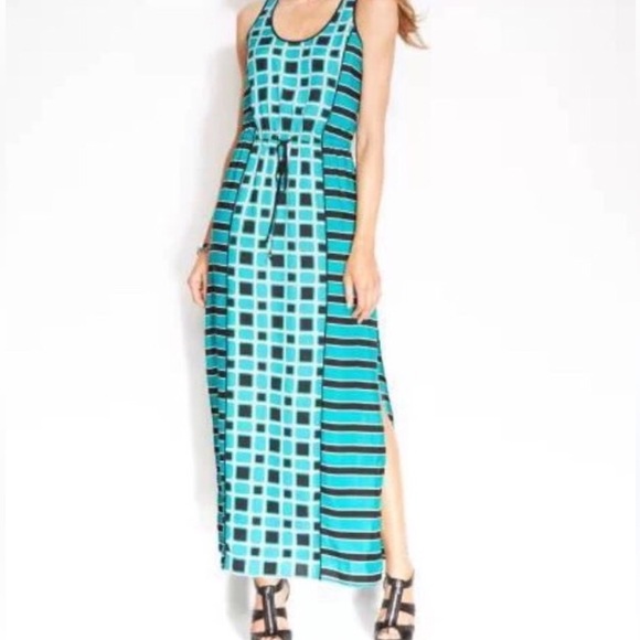 Michael Kors Dark Black & Green Checkered & Striped dress Size PL NWOT - Picture 6 of 10